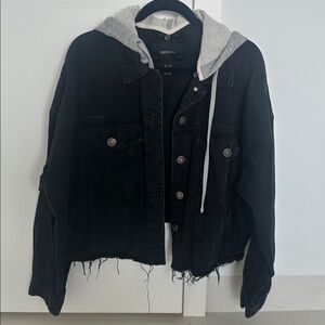 Forever 21+: Denim Jacket with removable Knit Hoodie